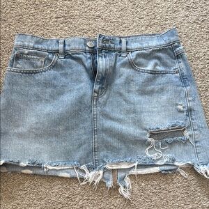 Distressed Denim Mini Skirt